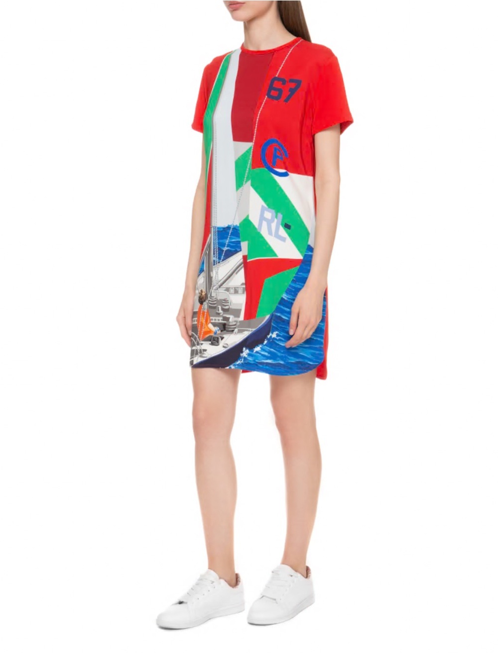 NWT Polo by Ralph Lauren sailboat satin Shift Dress- size xl (fits like a M-L)